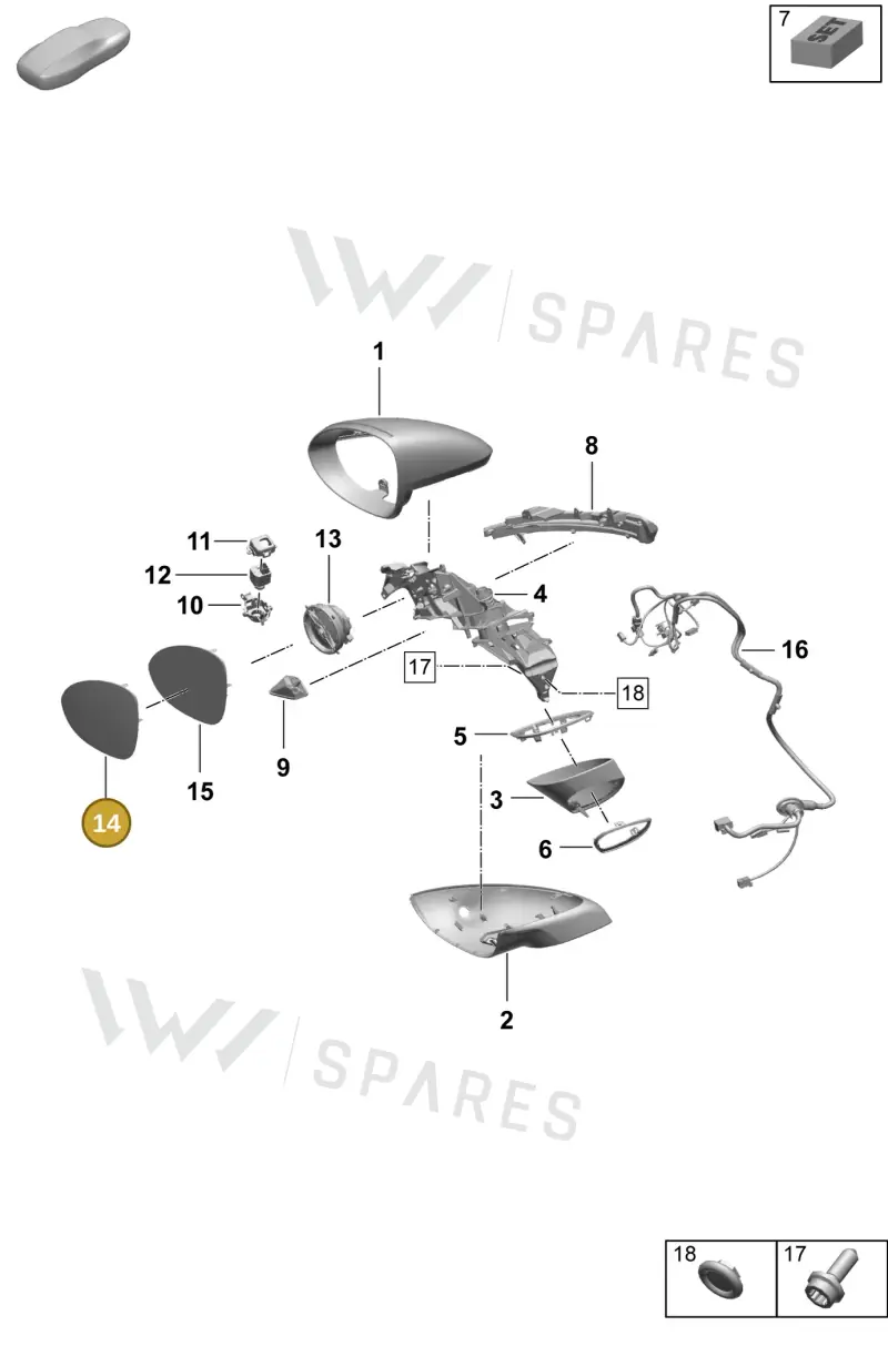 9Y1857521 Porsche Mirror Glass (Flat)