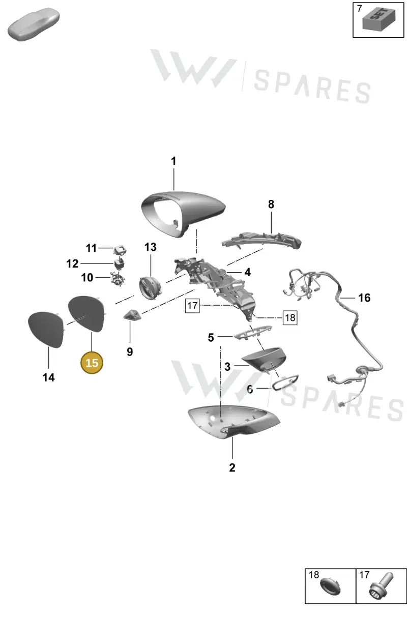 9Y1857522AA Porsche Mirror Glass (Convex)