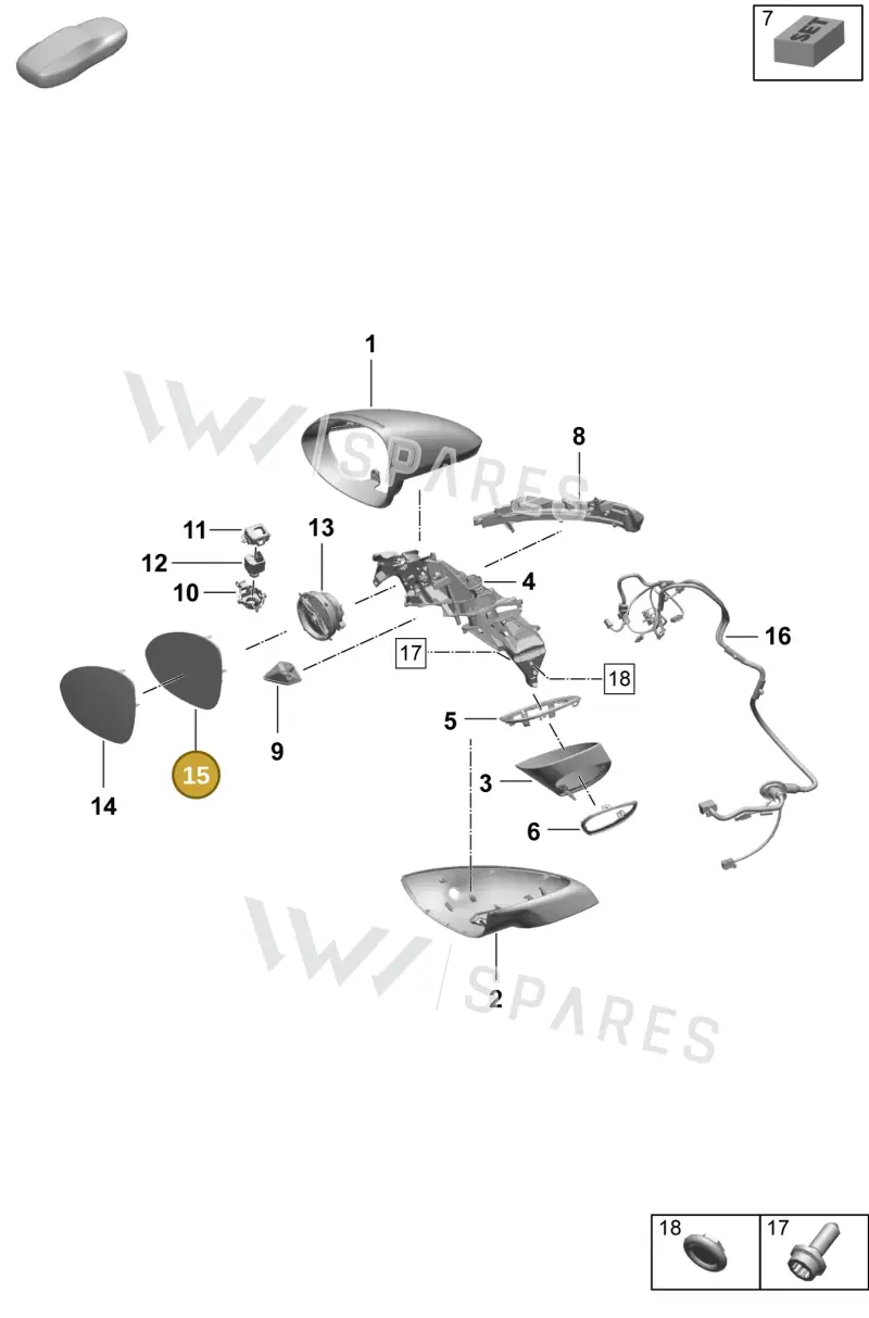 9Y1857522AC Porsche Mirror Glass (Convex)