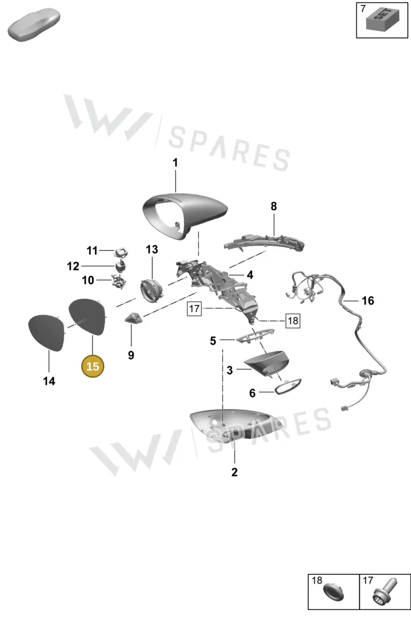9Y1857522M Porsche Mirror Glass (Convex)