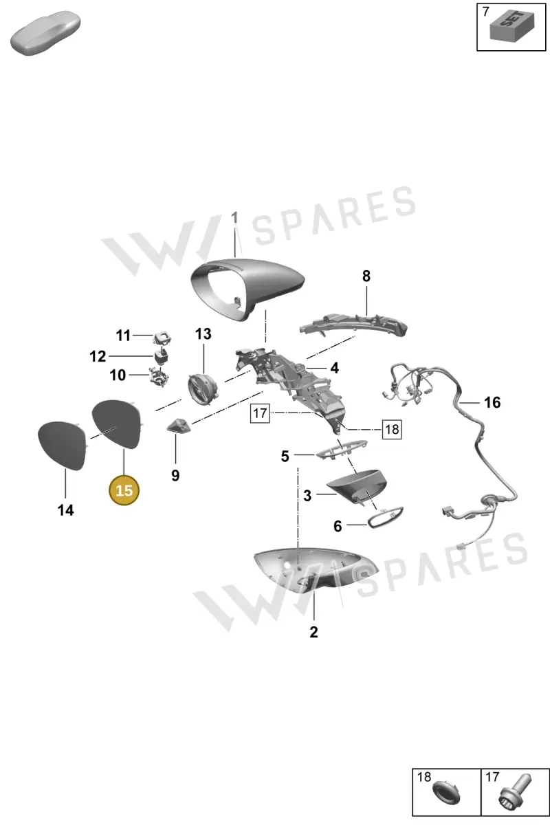 9Y1857522N Porsche Mirror Glass (Convex)