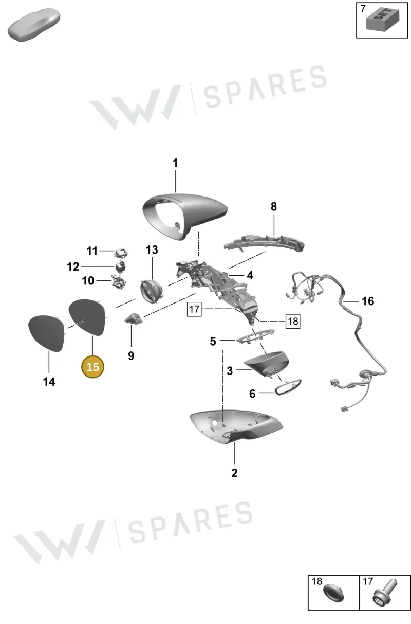 9Y1857522P Porsche Mirror Glass (Convex)