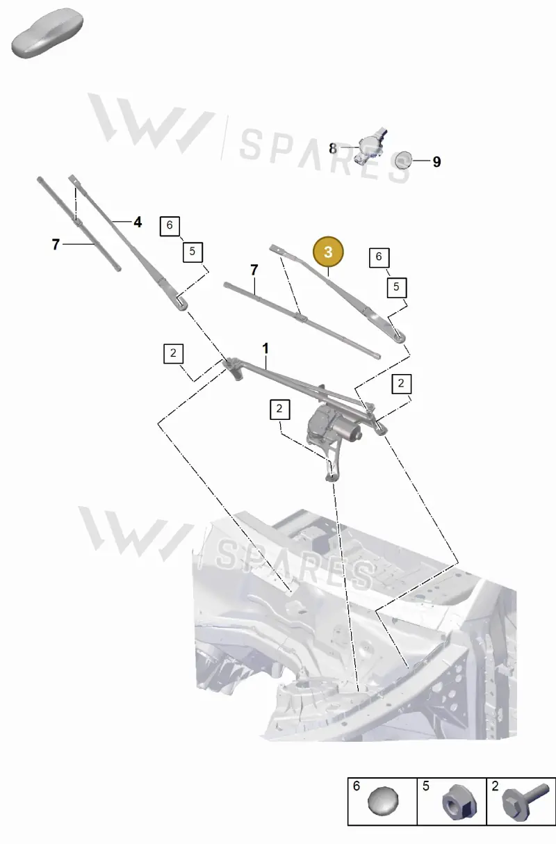 9Y1955407 Porsche Wiper Arm