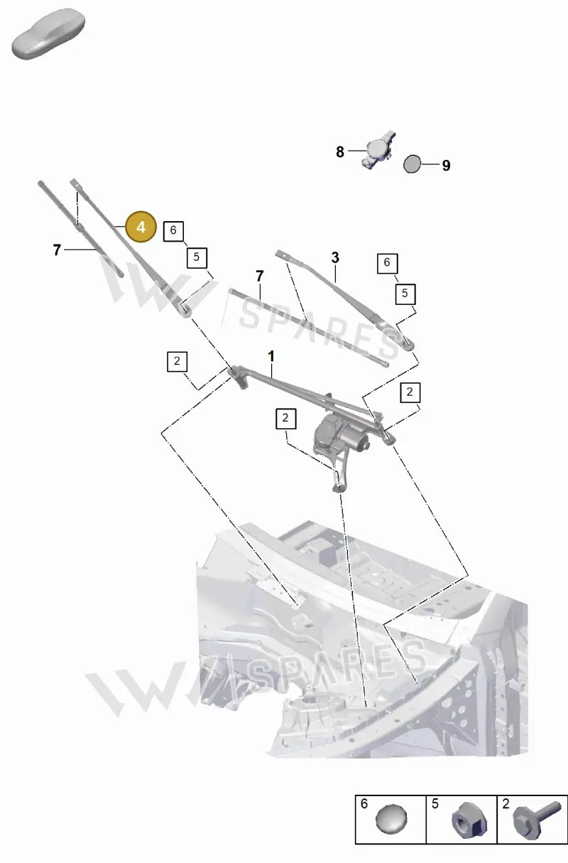 9Y1955408 Porsche Wiper Arm