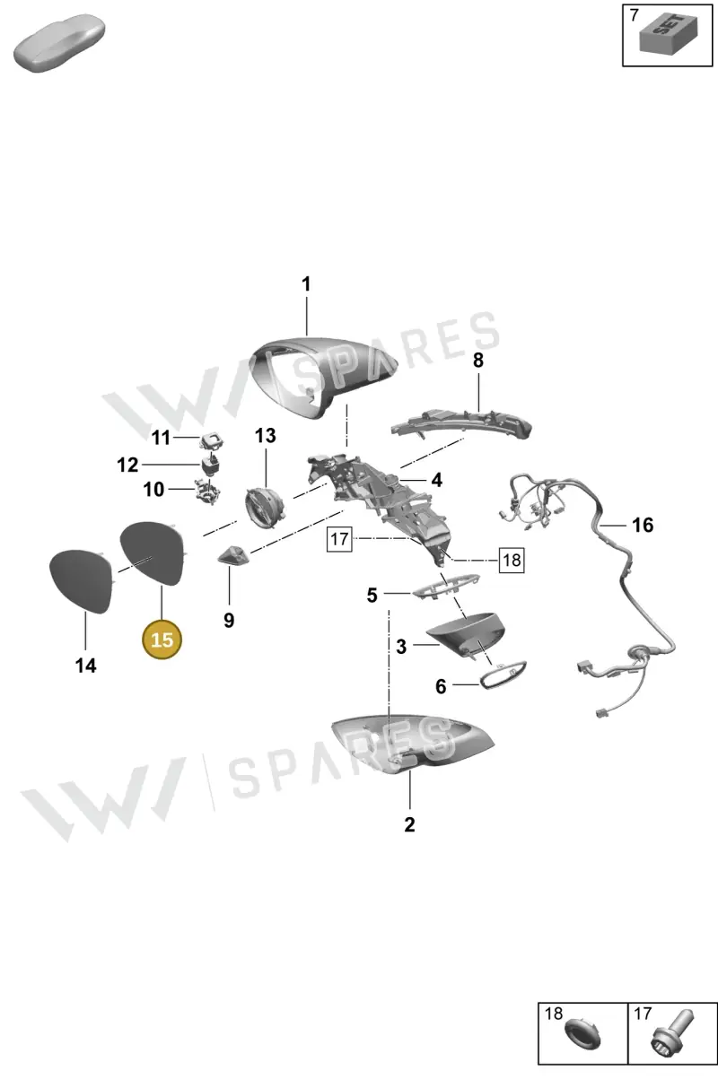 9Y2857522G Porsche Mirror (Aspherical)