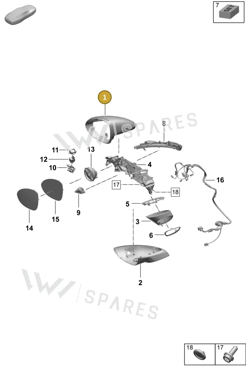 9Y2857527CG2X Porsche Mirror Housing (Primed G2X)