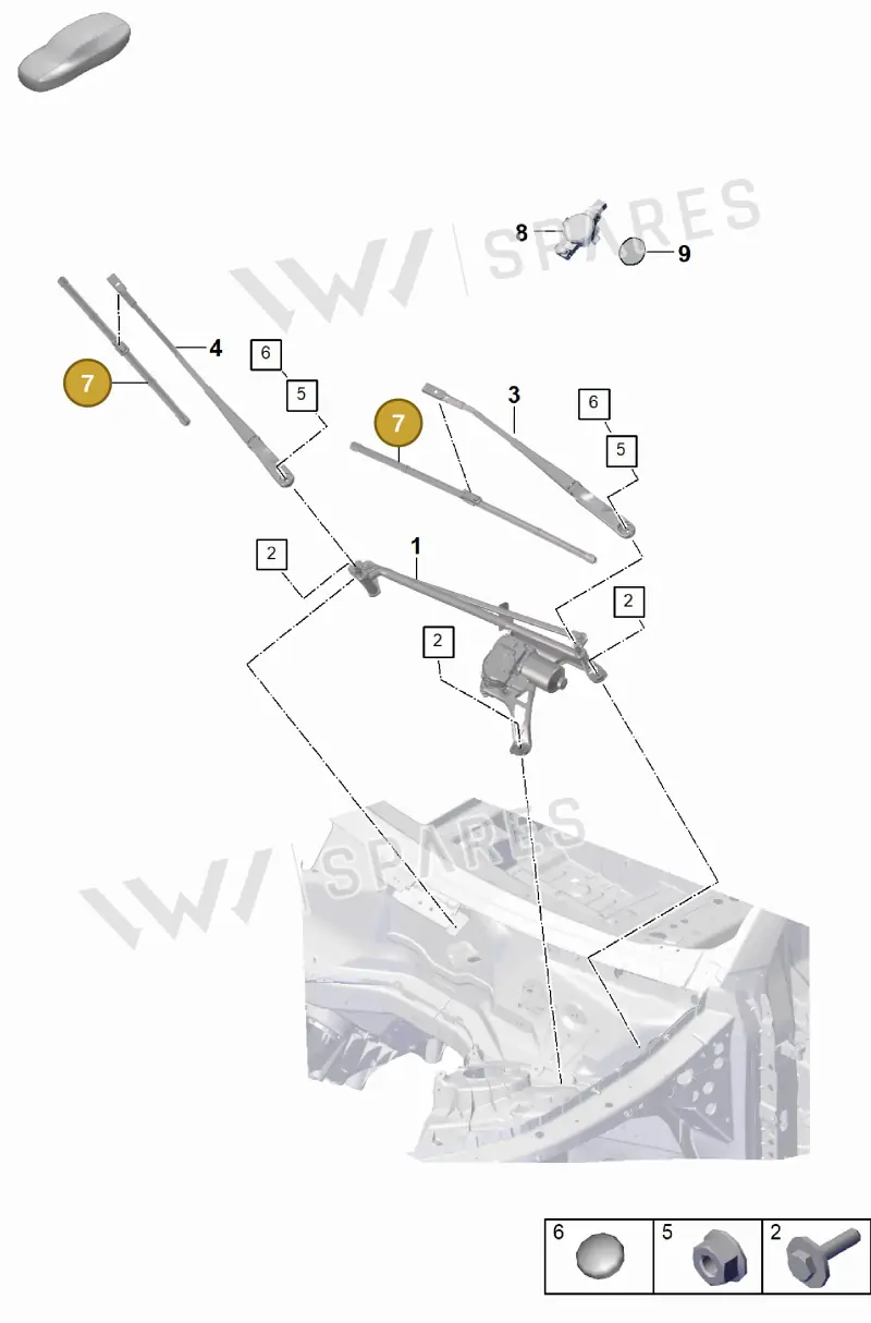 9Y2955329B Porsche 1 Set: Wiper Blades