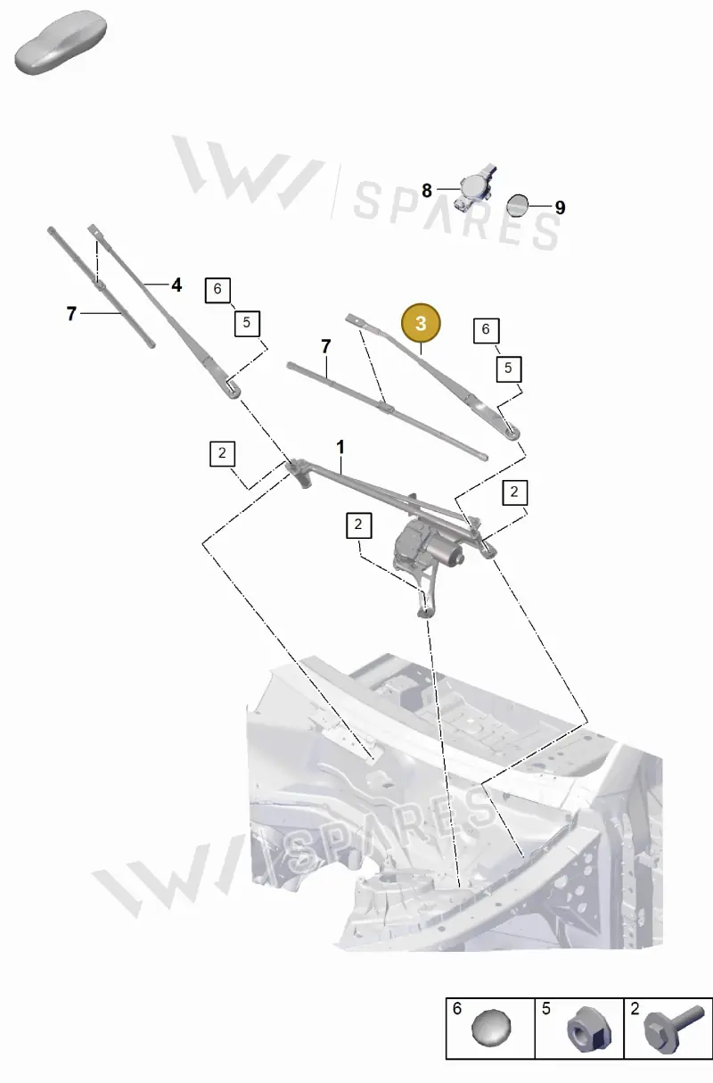9Y2955407 Porsche Wiper Arm