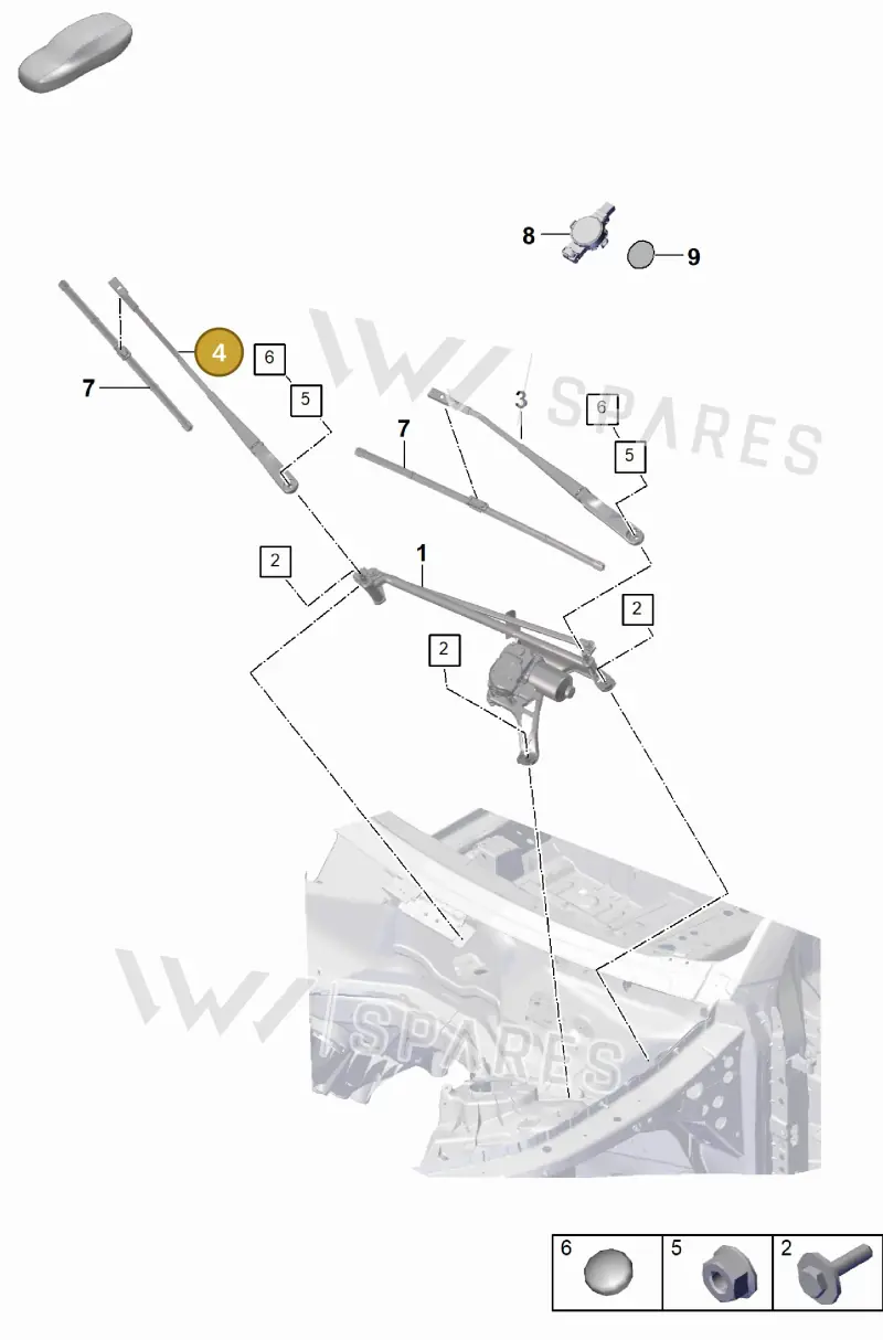 9Y2955408 Porsche Wiper Arm