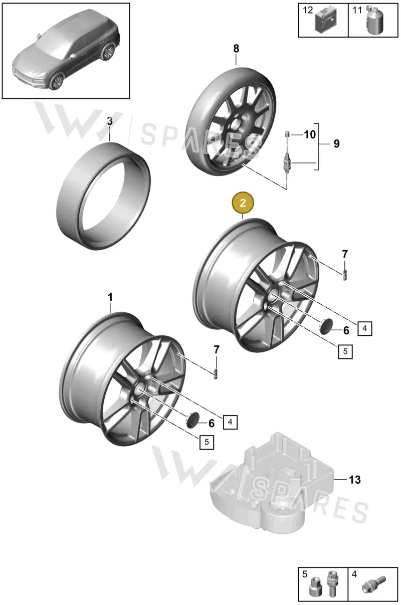 9Y3601025AFOC6 Porsche Alloy Wheel (Titanium OC6)