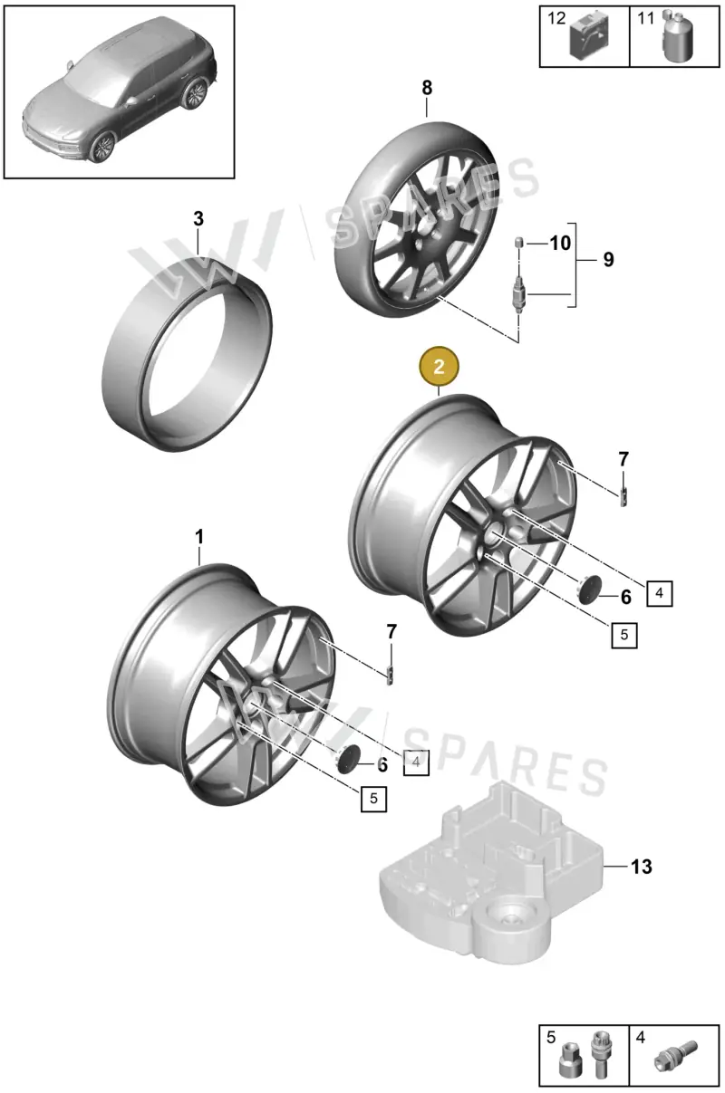 9Y3601025APOB5 Porsche Alloy Wheel (Platinum Satin-Matt OB5)