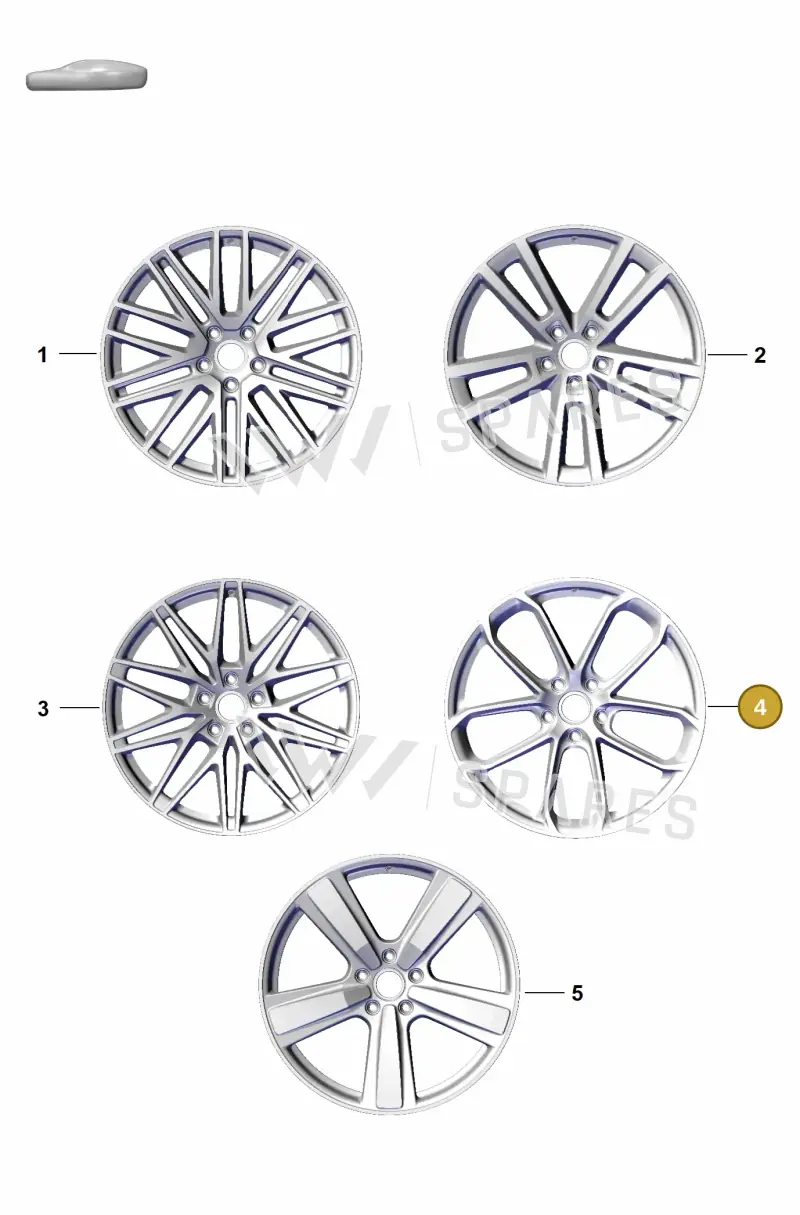 9Y3601025APOU9 Porsche Alloy Wheel (Vesuvius-Grey OU9)