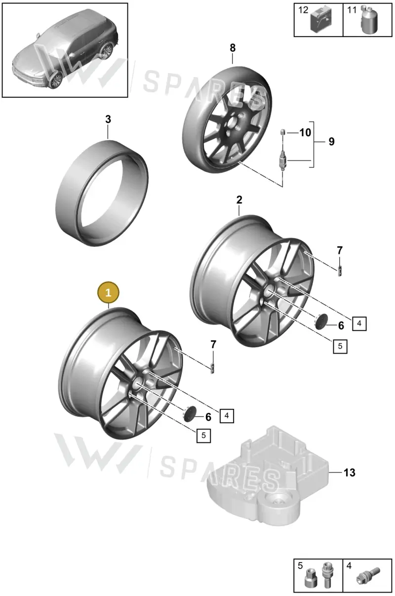9Y3601025BAOB5 Porsche Alloy Wheel (Platinum Satin-Matt OB5)