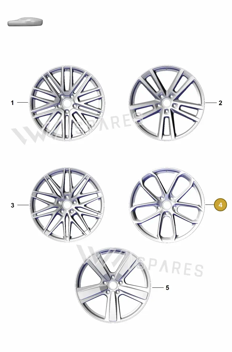 9Y3601025BAOU9 Porsche Alloy Wheel (Vesuvius-Grey OU9)
