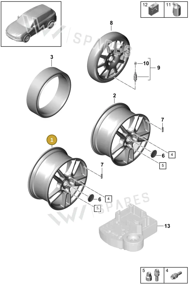 9Y3601025BAOZ1 Porsche Alloy Wheel (Neodyme OZ1)