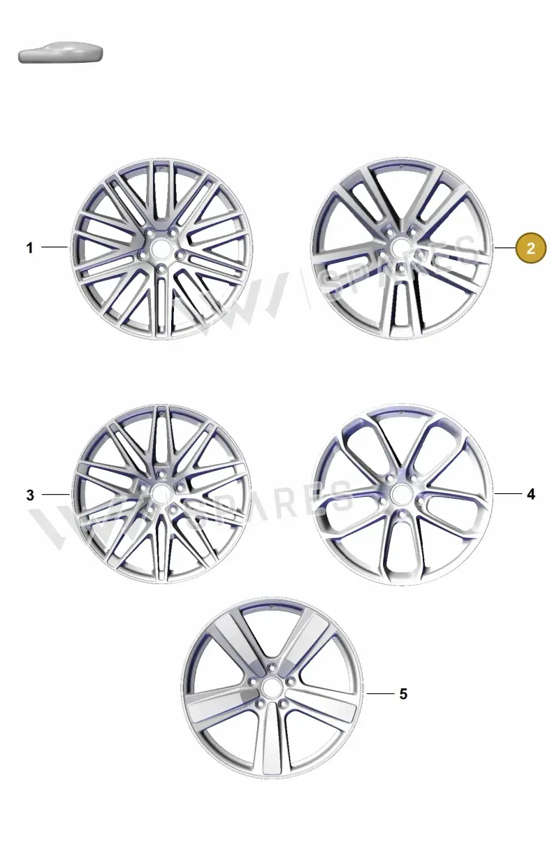 9Y3601025BFQO1 Porsche Alloy Wheel (Black Turned Aluminium QO1)