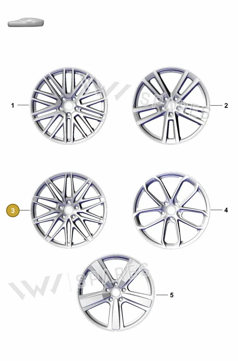 9Y3601025BHQO1 Porsche Alloy Wheel (Black Turned Aluminium QO1)