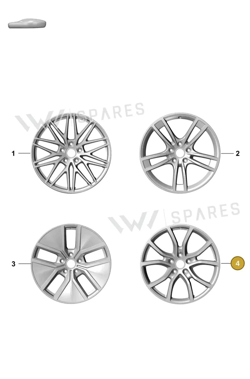 9Y3601025BNC9X Porsche Alloy Wheel (Jet Black Metallic C9X)