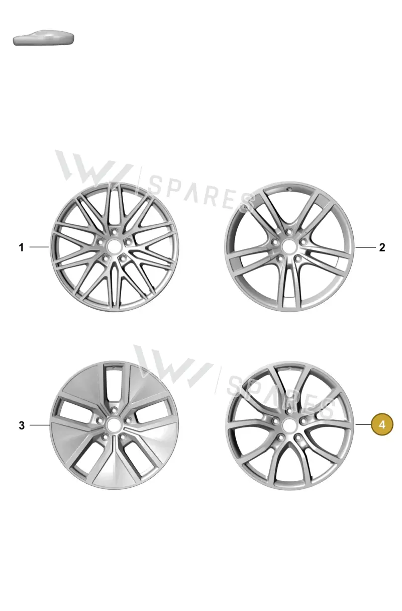 9Y3601025BNOU7 Porsche Alloy Wheel (Platinum Silver OU7)