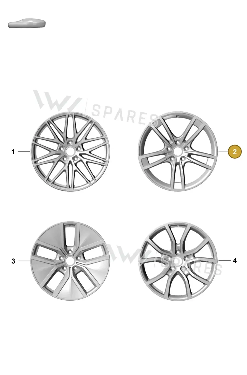 9Y3601025BTI44 Porsche Alloy Wheel (Rhodium Grey I44)