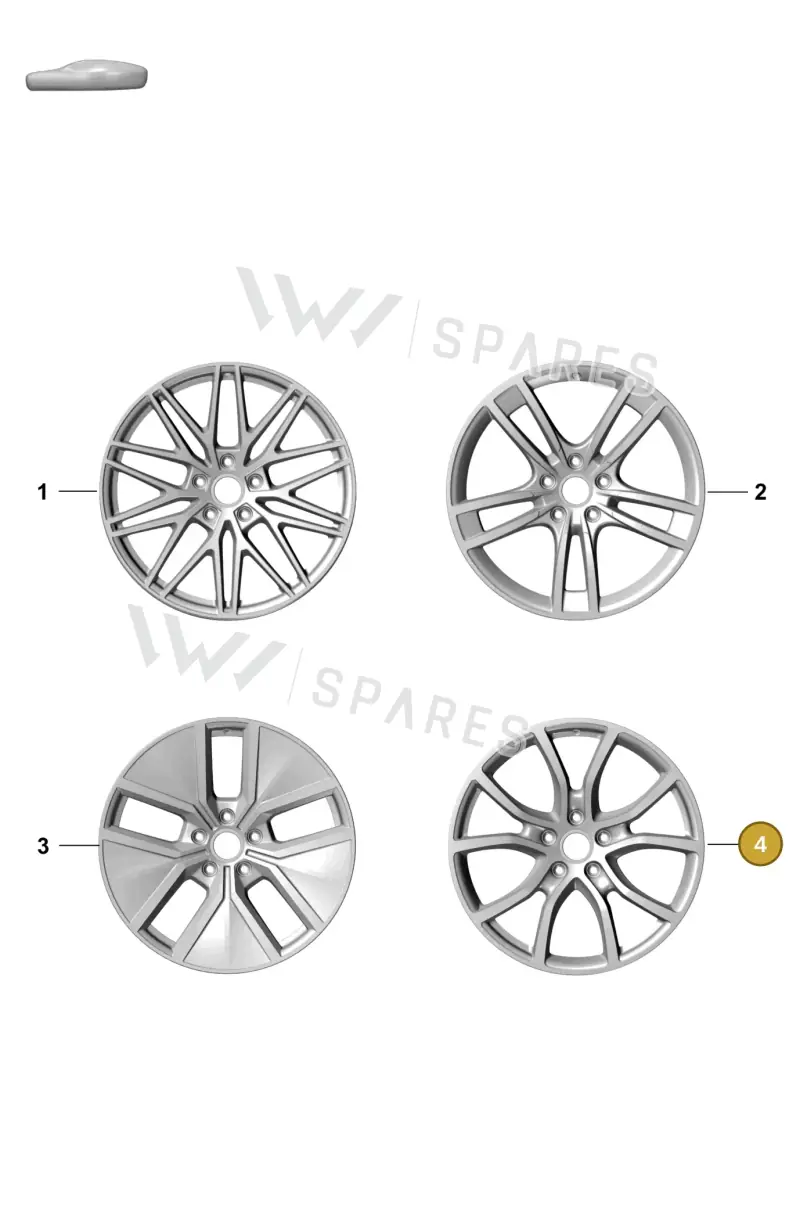 9Y3601025CRY9T Porsche Alloy Wheel (Metallic Mythical Black Y9T)