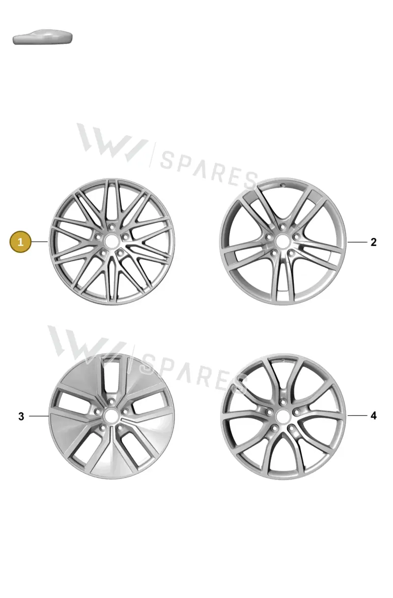 9Y3601025DAI44 Porsche Alloy Wheel (Rhodium Grey I44)