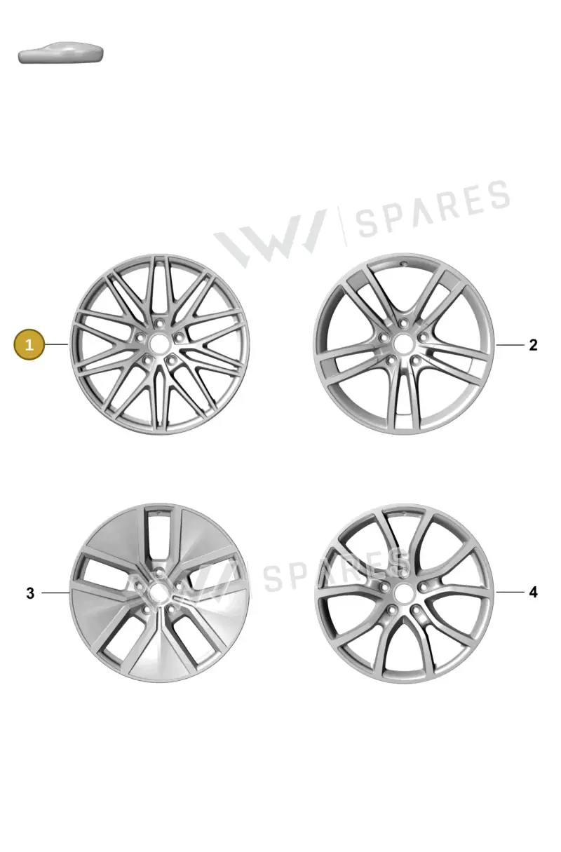 9Y3601025DAJE1 Porsche Alloy Wheel (Matt Black JE1)
