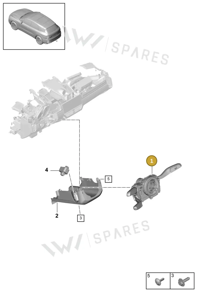9Y3953513JHUO Porsche Steering Column Switch (High-Gloss Black/Black HUO)
