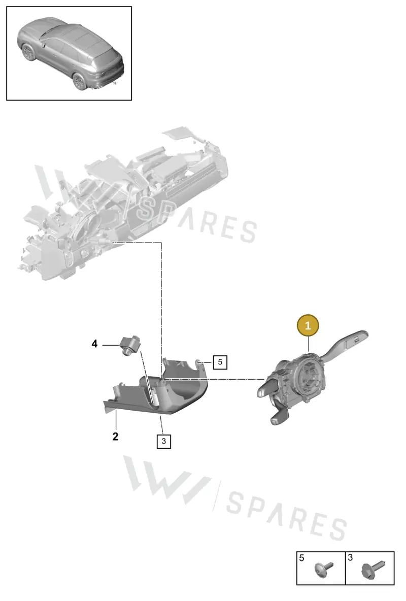 9Y3953513KHUO Porsche Steering Column Switch (High-Gloss Black/Black HUO)