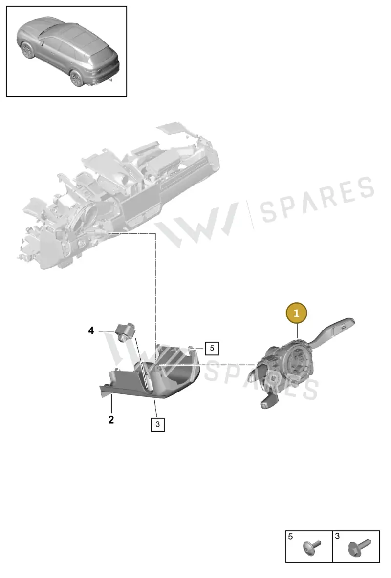 9Y3953513LHUO Porsche Steering Column Switch (High-Gloss Black/Black HUO)