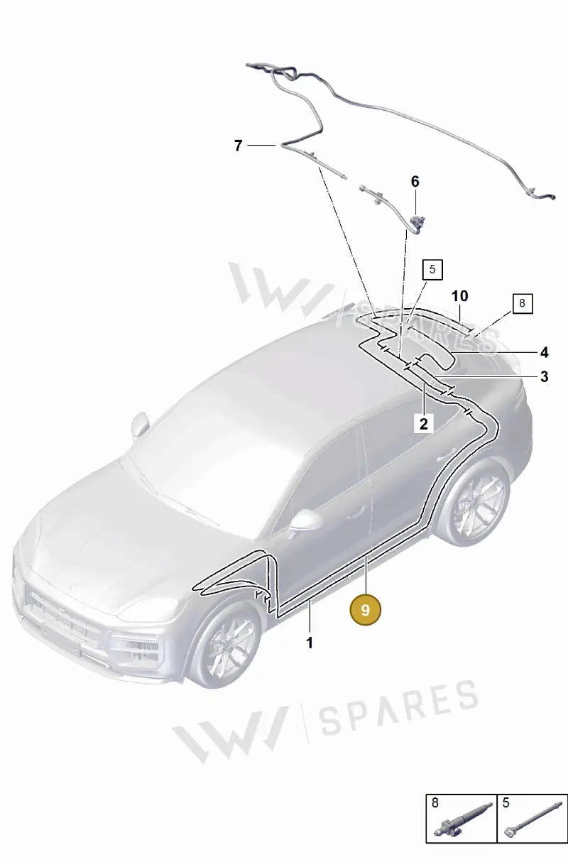 9Y3955744A Porsche Hose Line for Washer Water