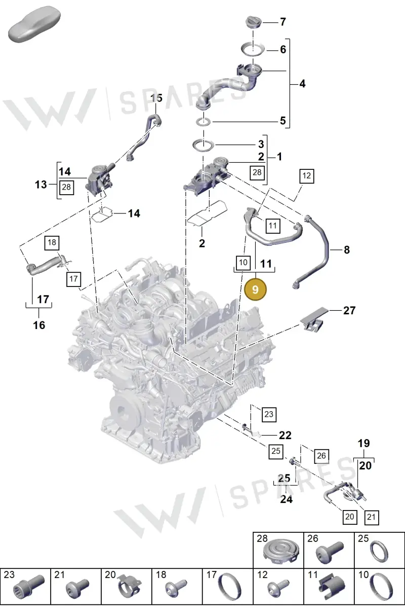 PAB103210D Porsche Breather Line