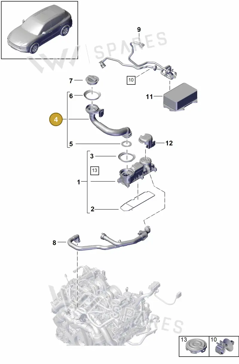PAB11530110 Porsche Oil Filler Pipe