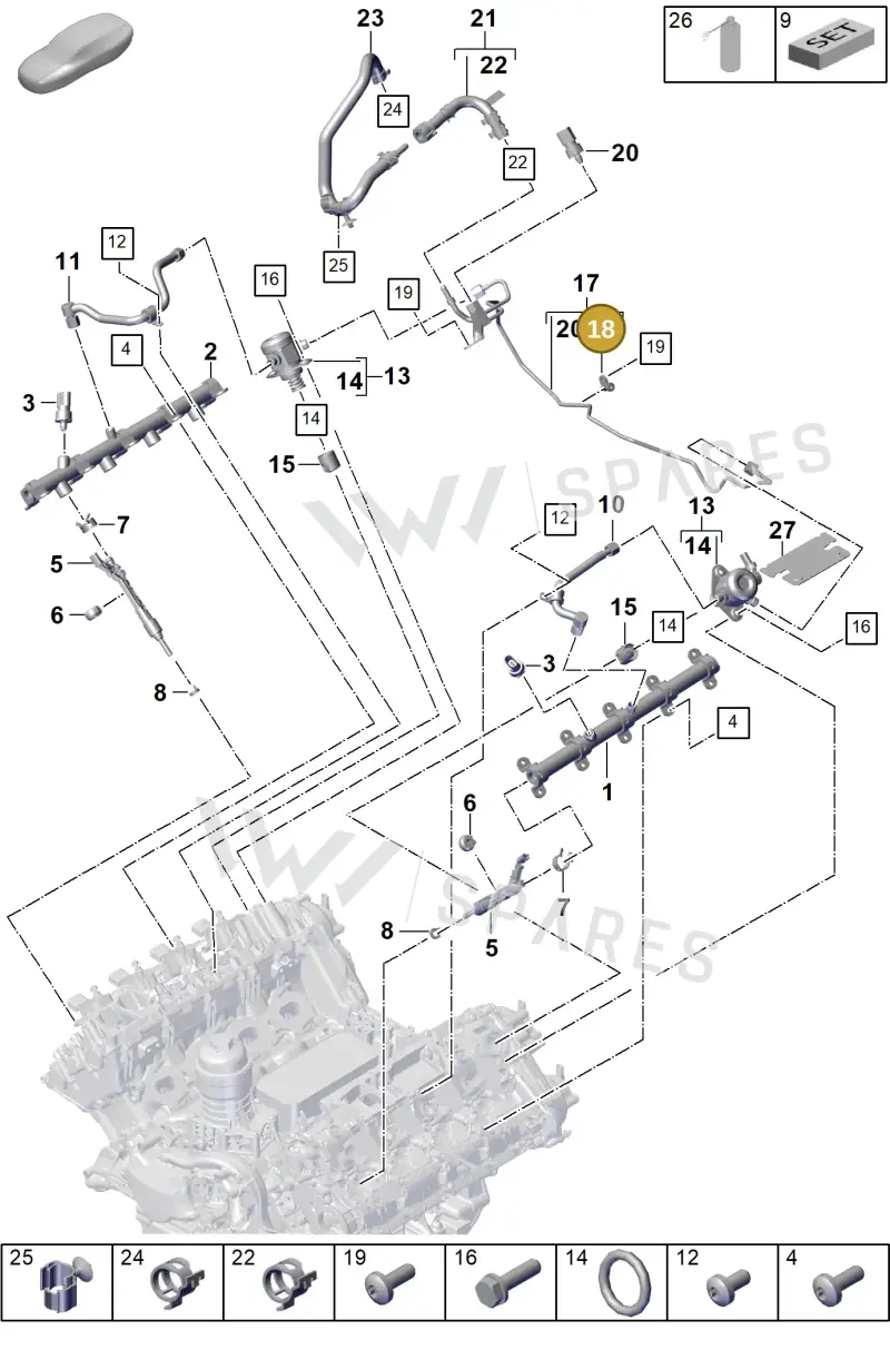 PAB127233 Porsche Retainer for Fuel Line