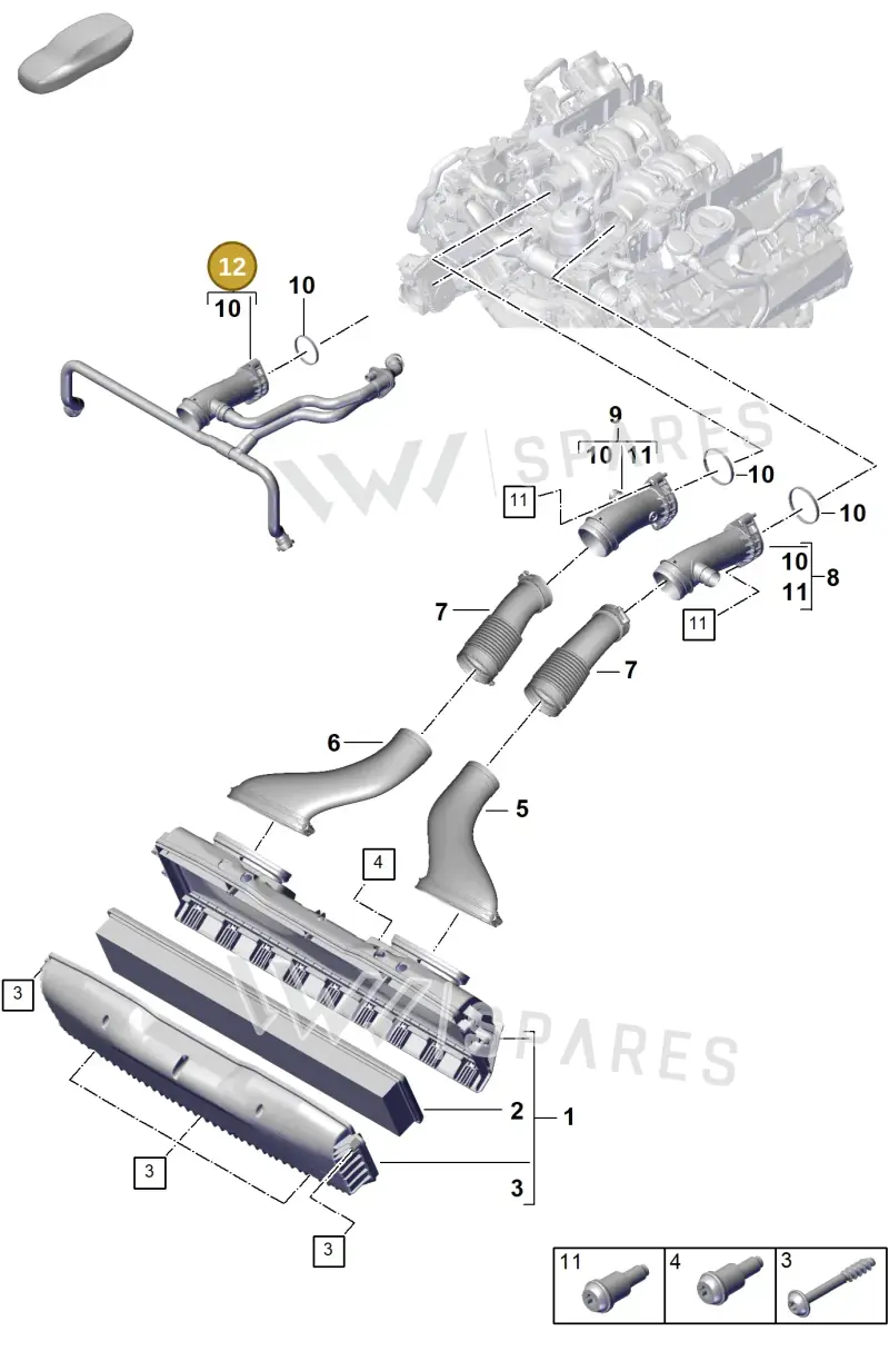 PAB129041H Porsche Intake Manifold with Breather Hose