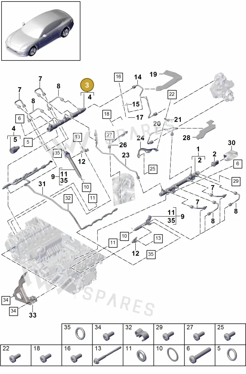 PAB130090 Porsche Fuel Rail