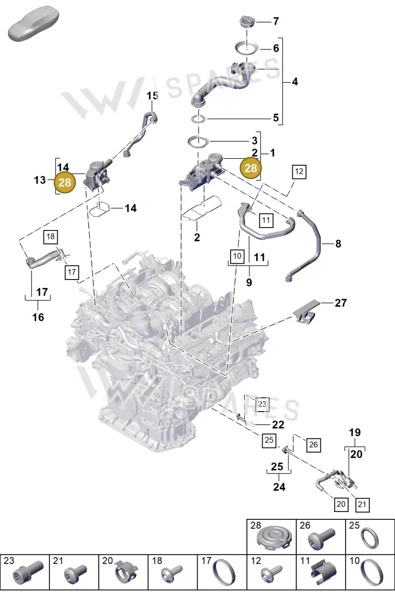 PAB198542 Porsche Repair Kit for Oil Separator