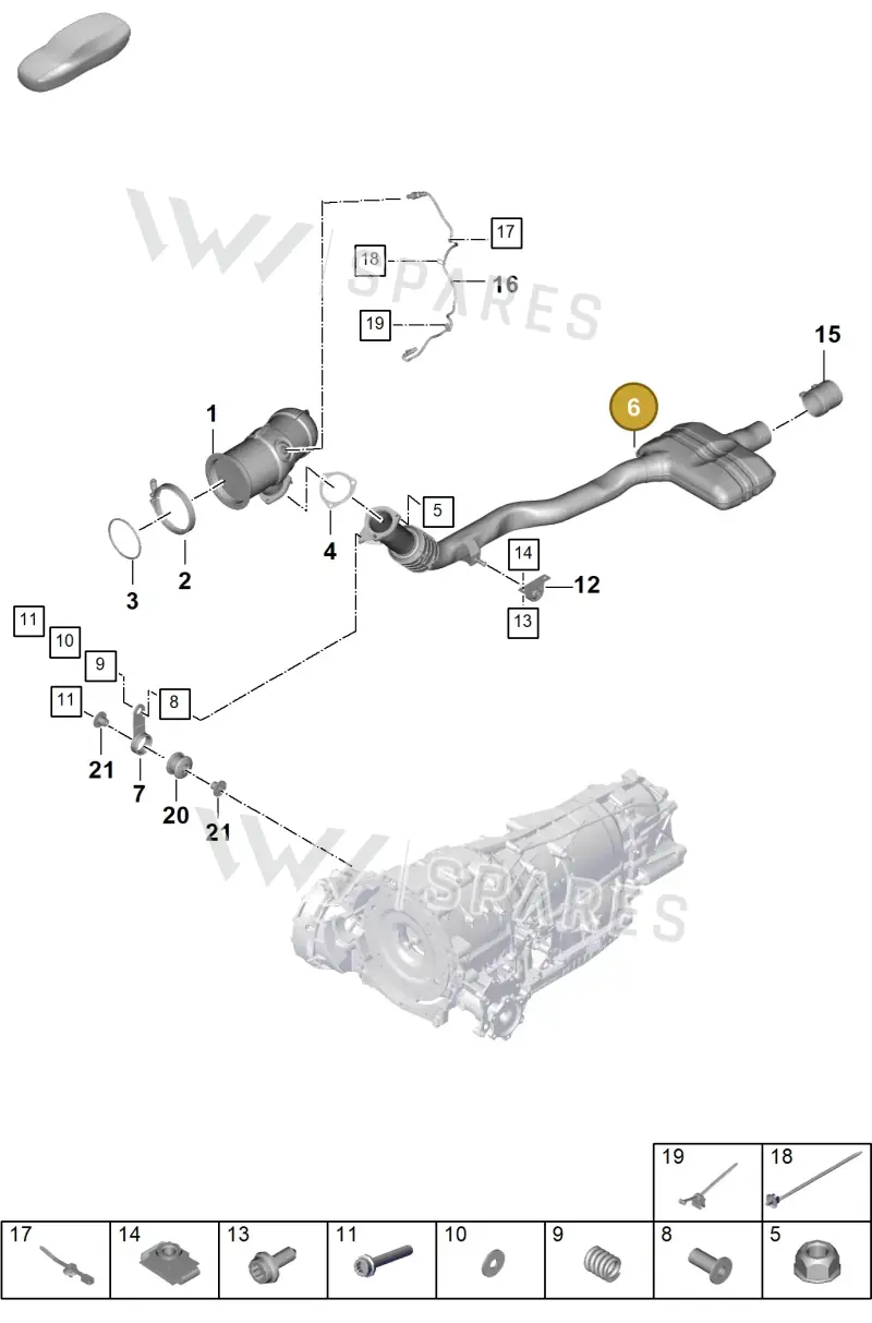 PAB25330020 Porsche Exhaust Pipe with Front Silencer