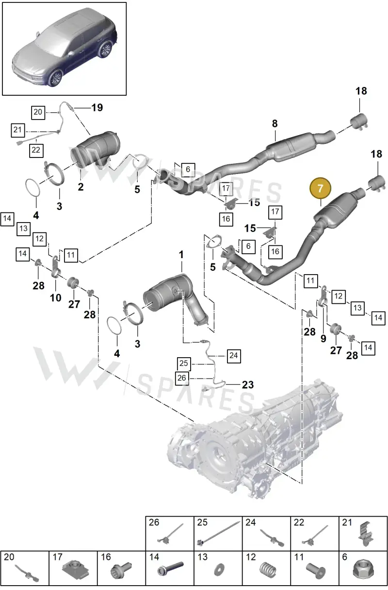 PAB253300C Porsche Exhaust Pipe with Front Silencer
