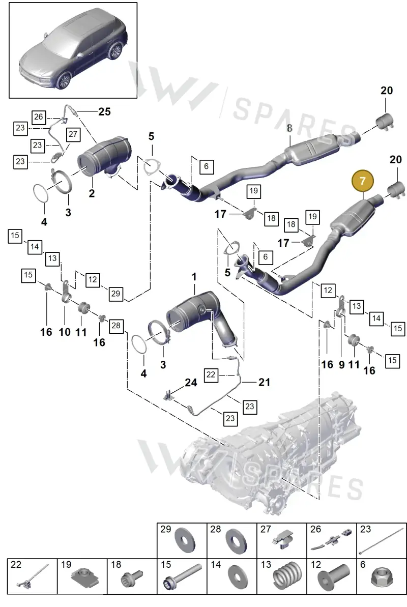 PAB253300E Porsche Exhaust Pipe with Front Silencer