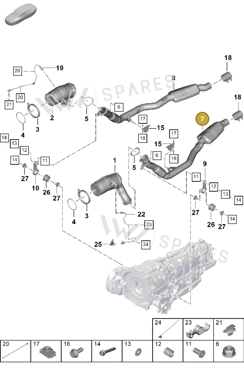 PAB253300F Porsche Exhaust Pipe with Front Silencer