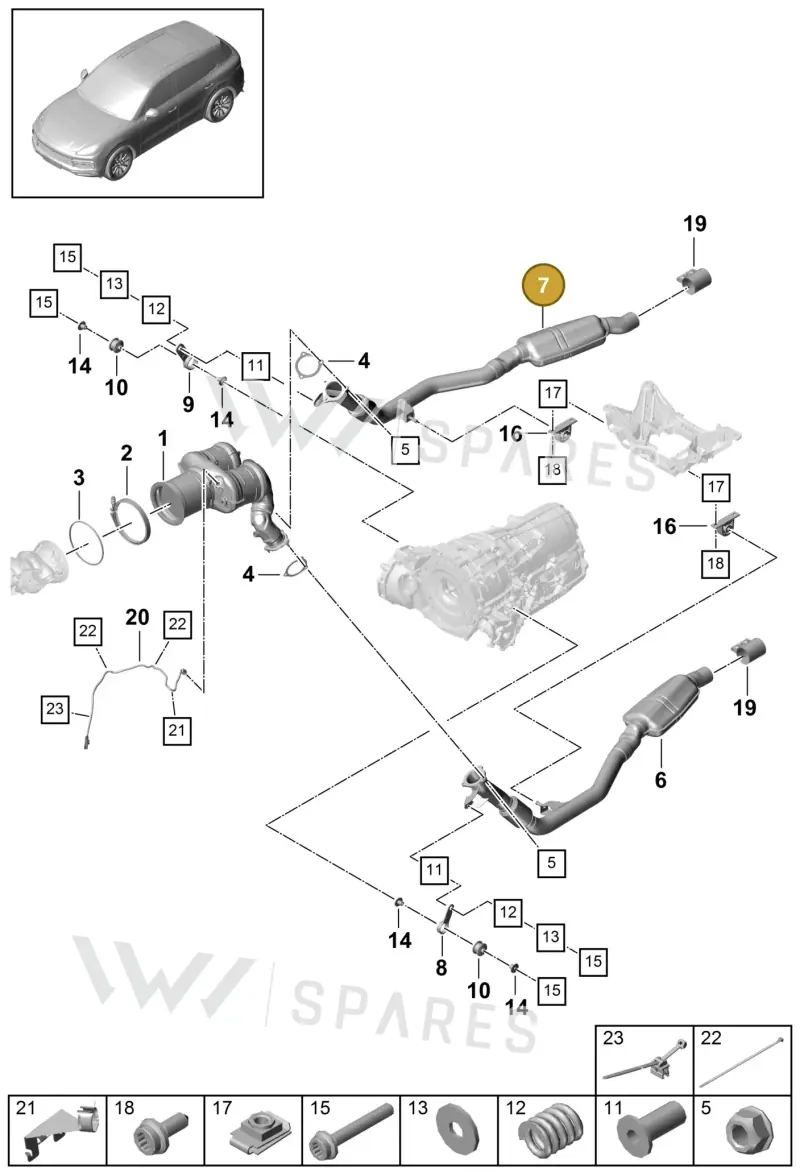 PAB253350 Porsche Exhaust Pipe with Front Silencer