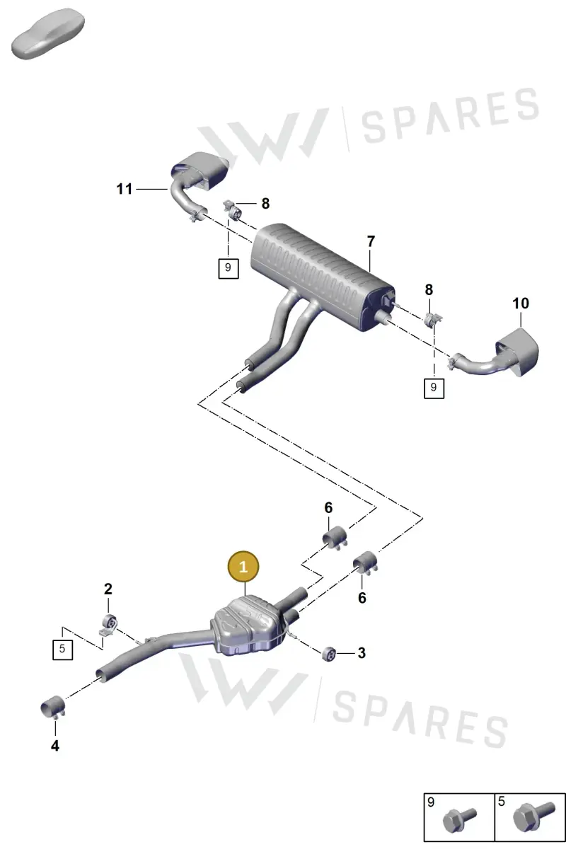 PAB253409B Porsche Front Silencer