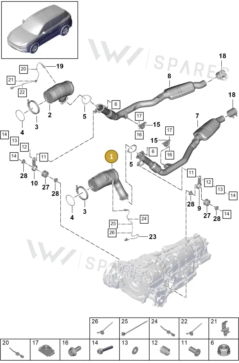 PAB254200X Porsche Exhaust Pipe with Catalyst