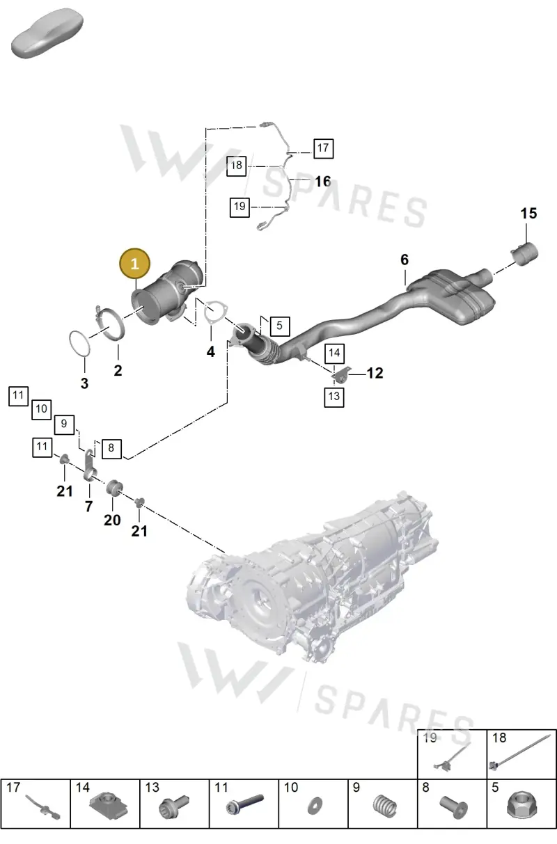 PAB254202BX Porsche Exhaust Pipe with Catalyst