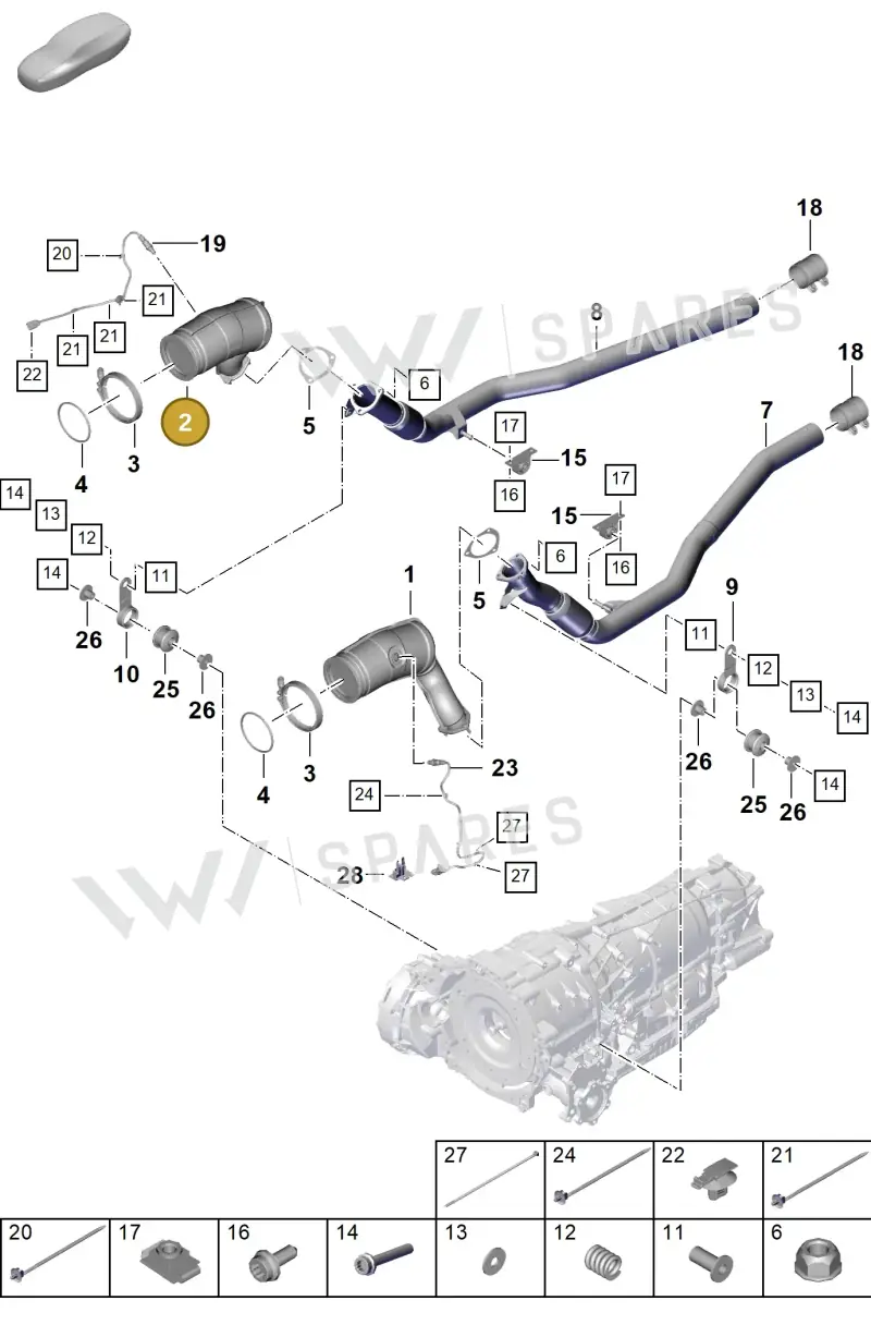 PAB254252X Porsche Exhaust Pipe with Catalyst