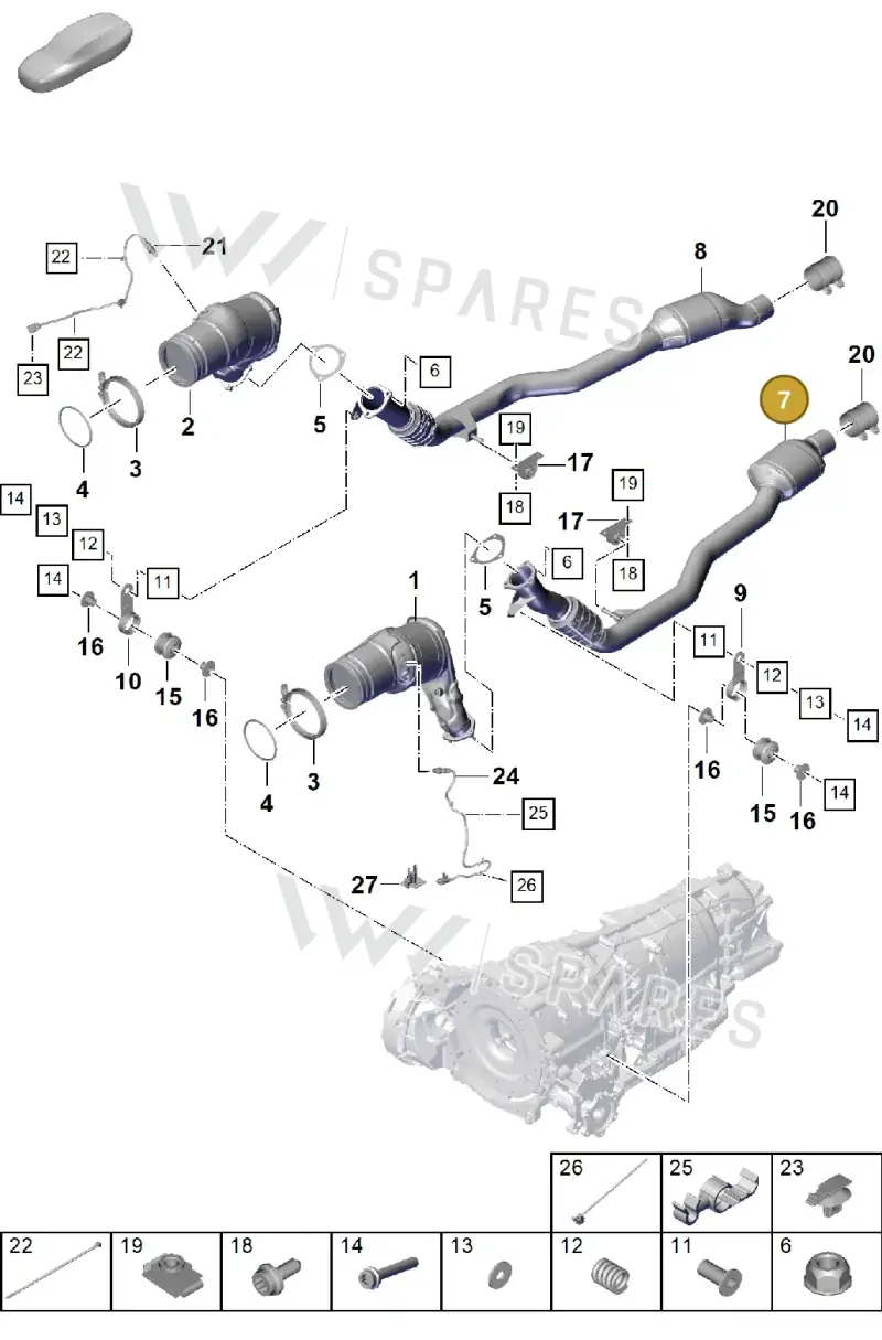 PAB254400X Porsche Exhaust Pipe with Catalyst