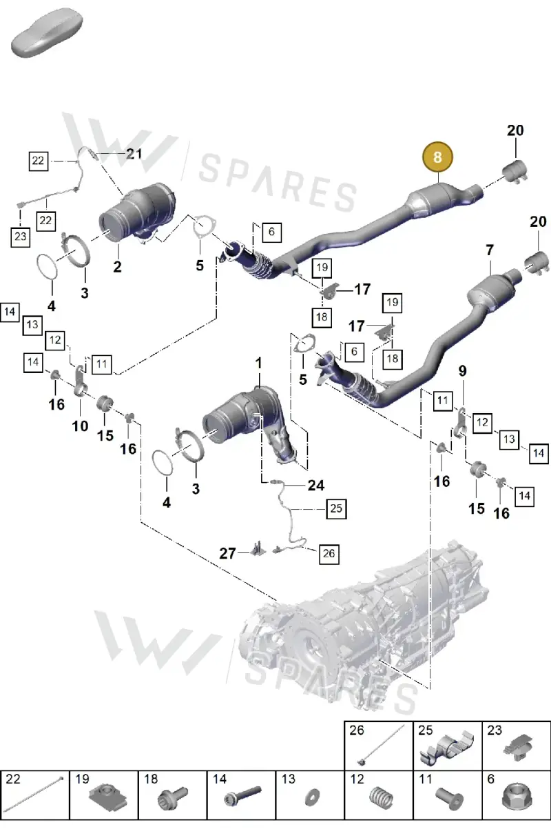 PAB254454X Porsche Exhaust Pipe with Catalyst