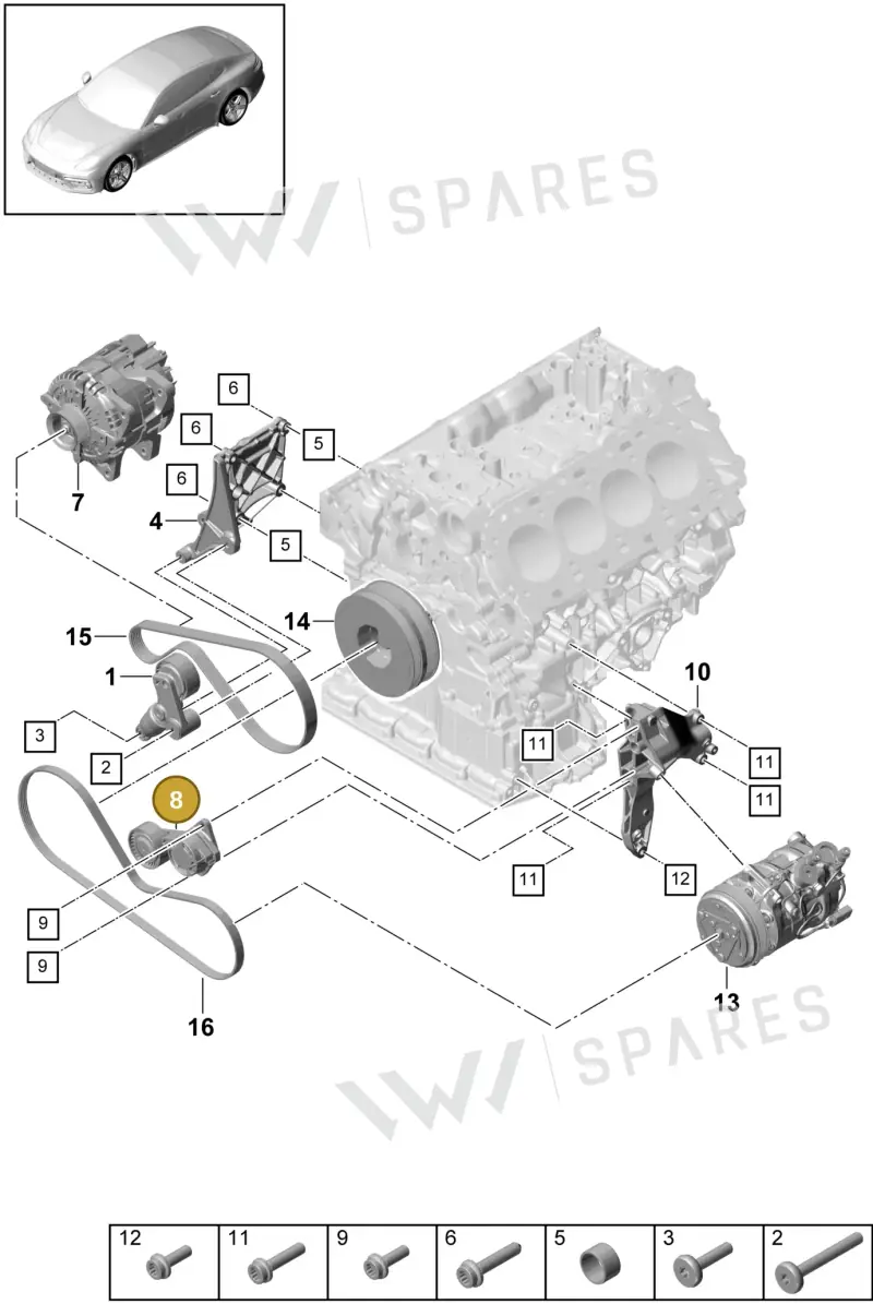 PAB260938 Porsche Belt Tensioner Damper