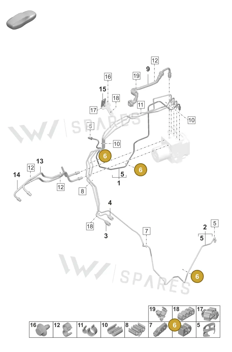 PAB611797 Porsche Brake Line Bracket